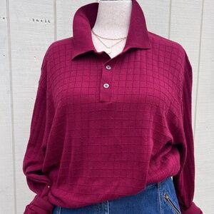 NWT Tasso Elba Burgundy Silk Cashmere Collar Sweater Size XL